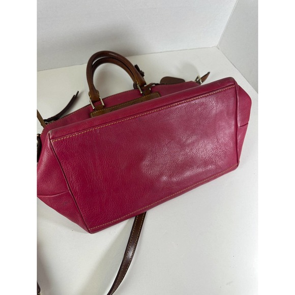 Dooney & Bourke Genuine Florentine Vacchetta Leather Domed Satchel Handbag Purse - Picture 11 of 16